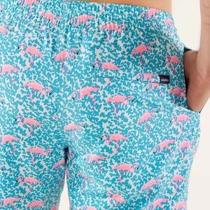 CHUBBIES MENS DOMINGOS ARE FOR FLAMINGOS SWIM TRUNKS PINK BLUE XXL 7” INSEAM